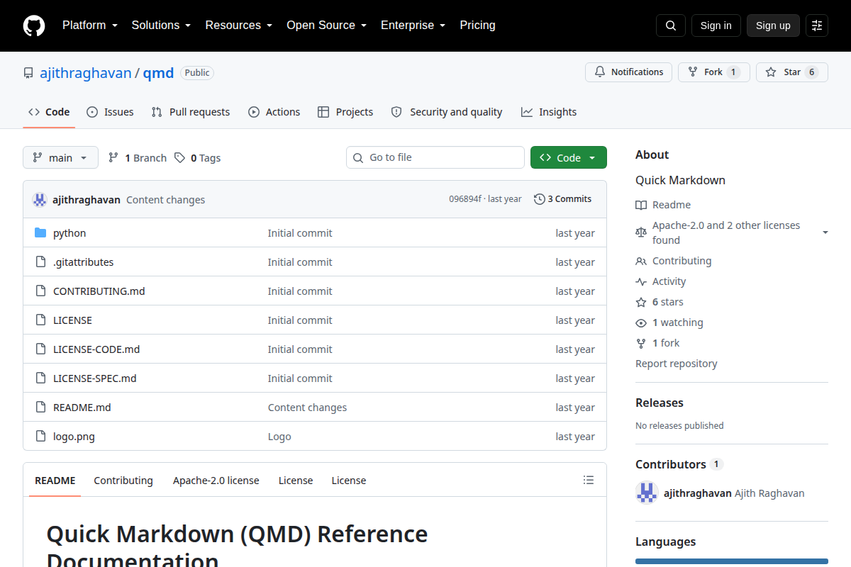 Quick Markdown (QMD) screenshot