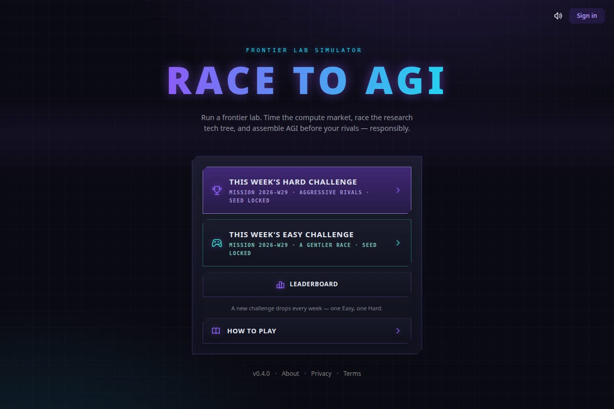 Race to AGI screenshot