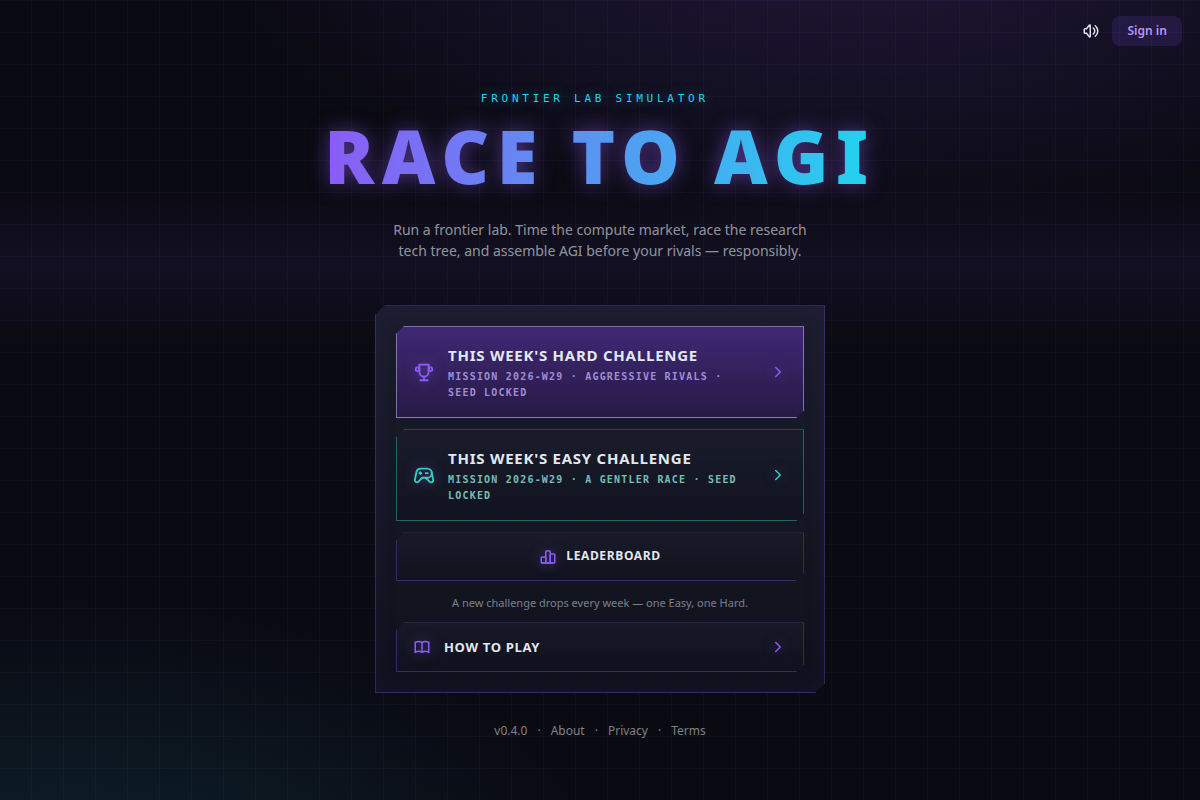 Race to AGI screenshot
