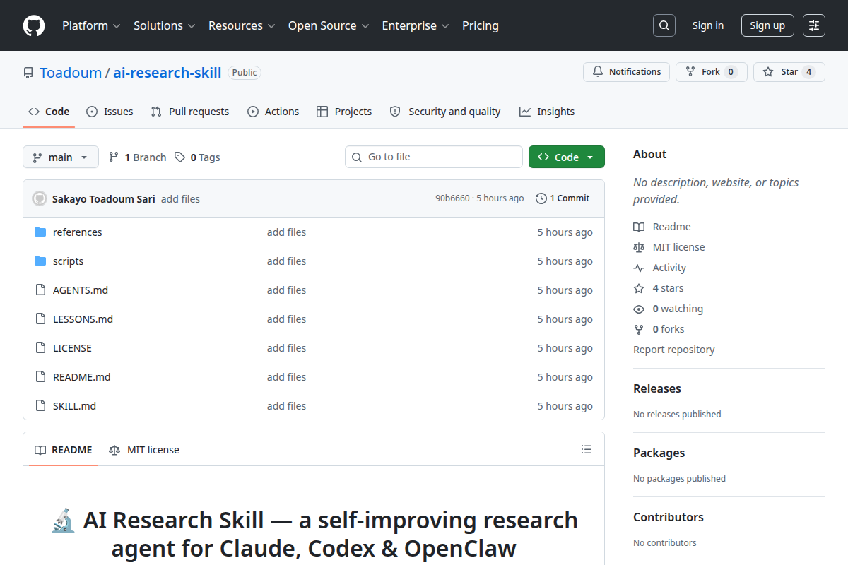 Recursive AI Research Skill for Claude Code / OpenClaw / Codex screenshot