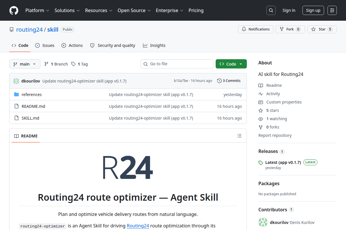 Routing24 route optimizer — Agent Skill screenshot