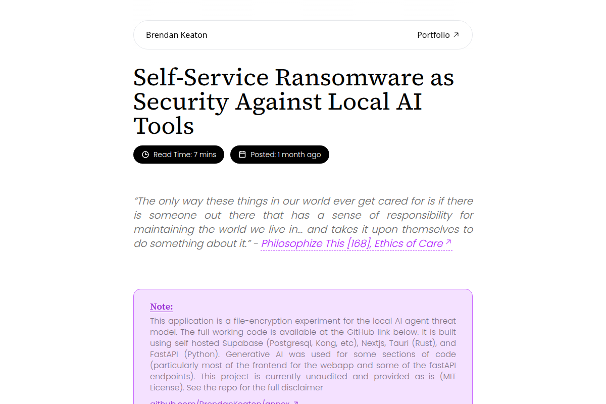 Self-Service Ransomware as Security Against Local AI Tools screenshot