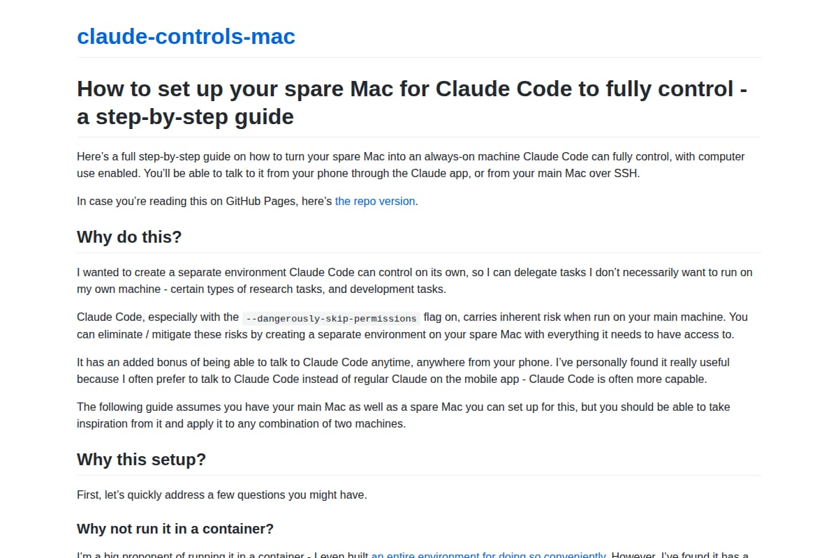 Setting up your spare Mac for Claude Code to control thumbnail