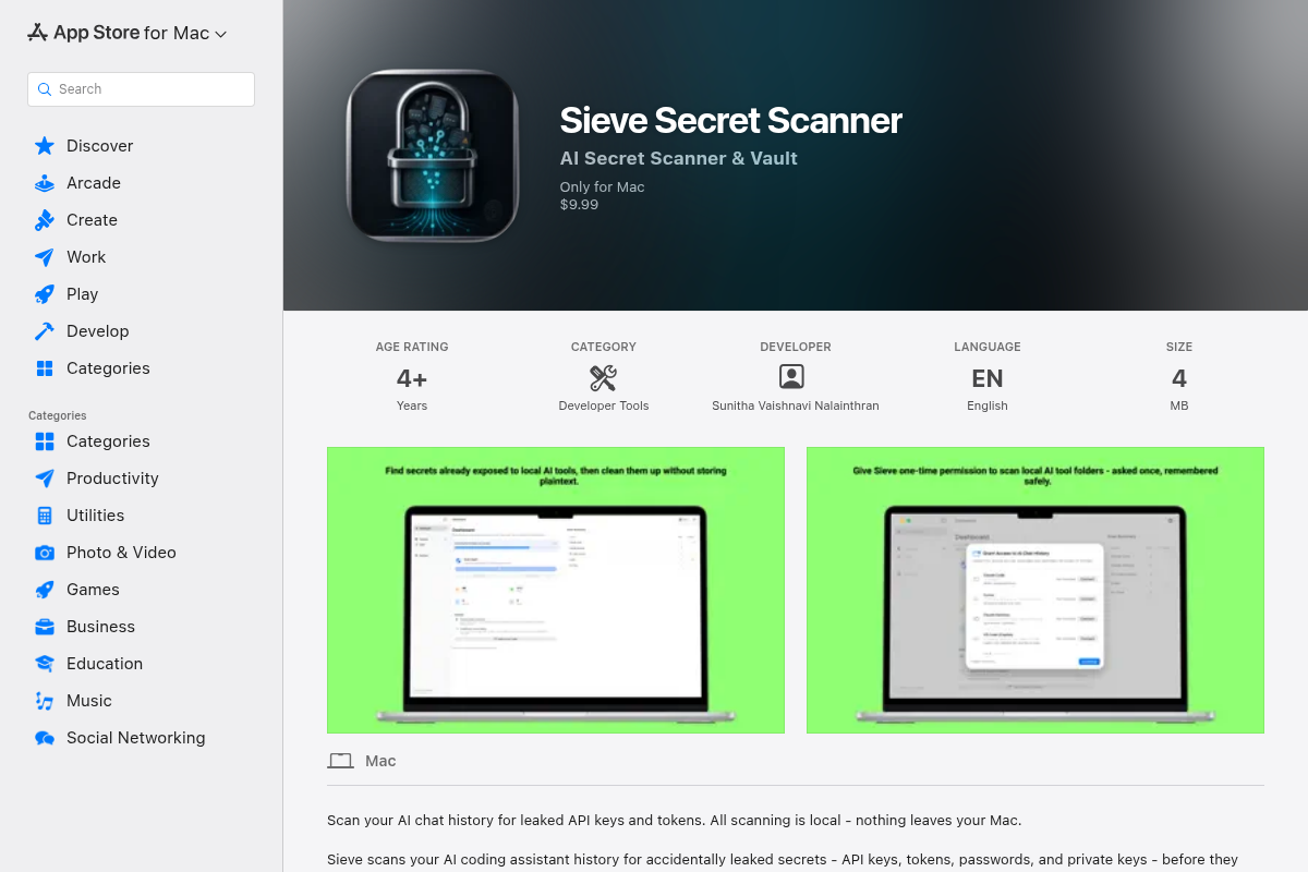 Sieve Secret Scanner screenshot