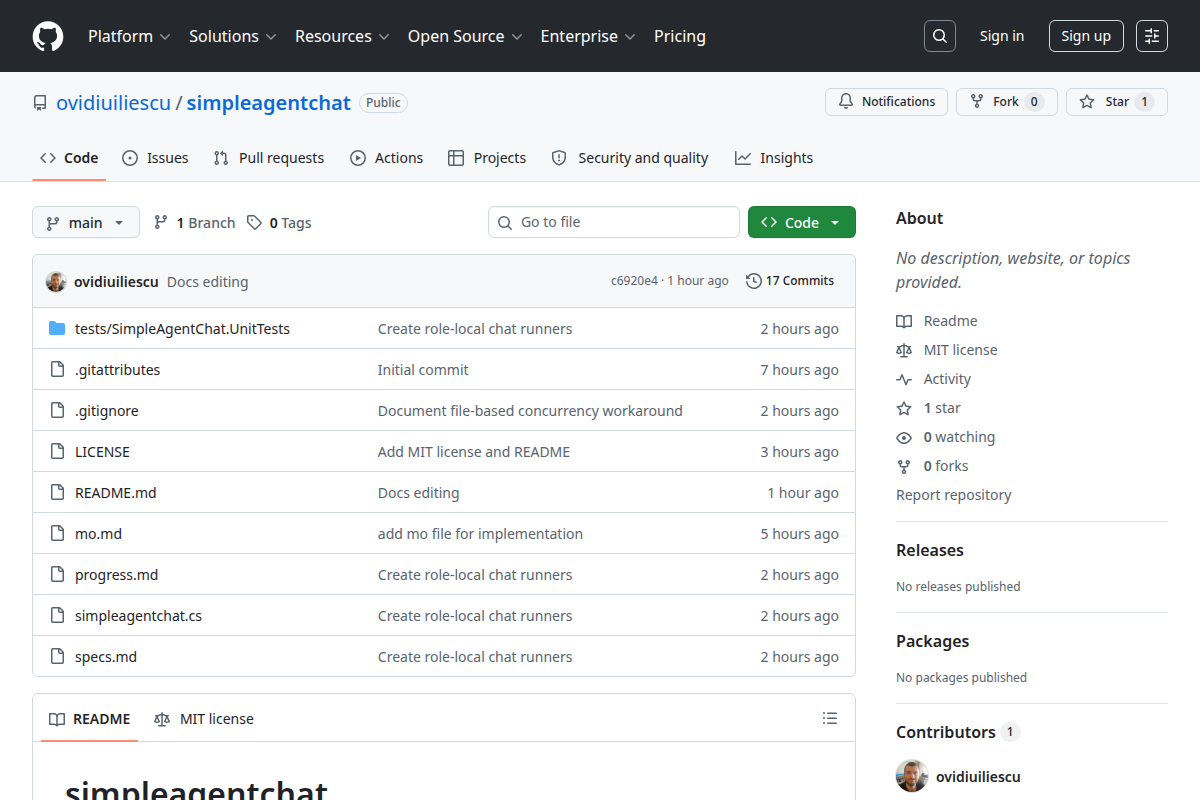 simpleagentchat screenshot