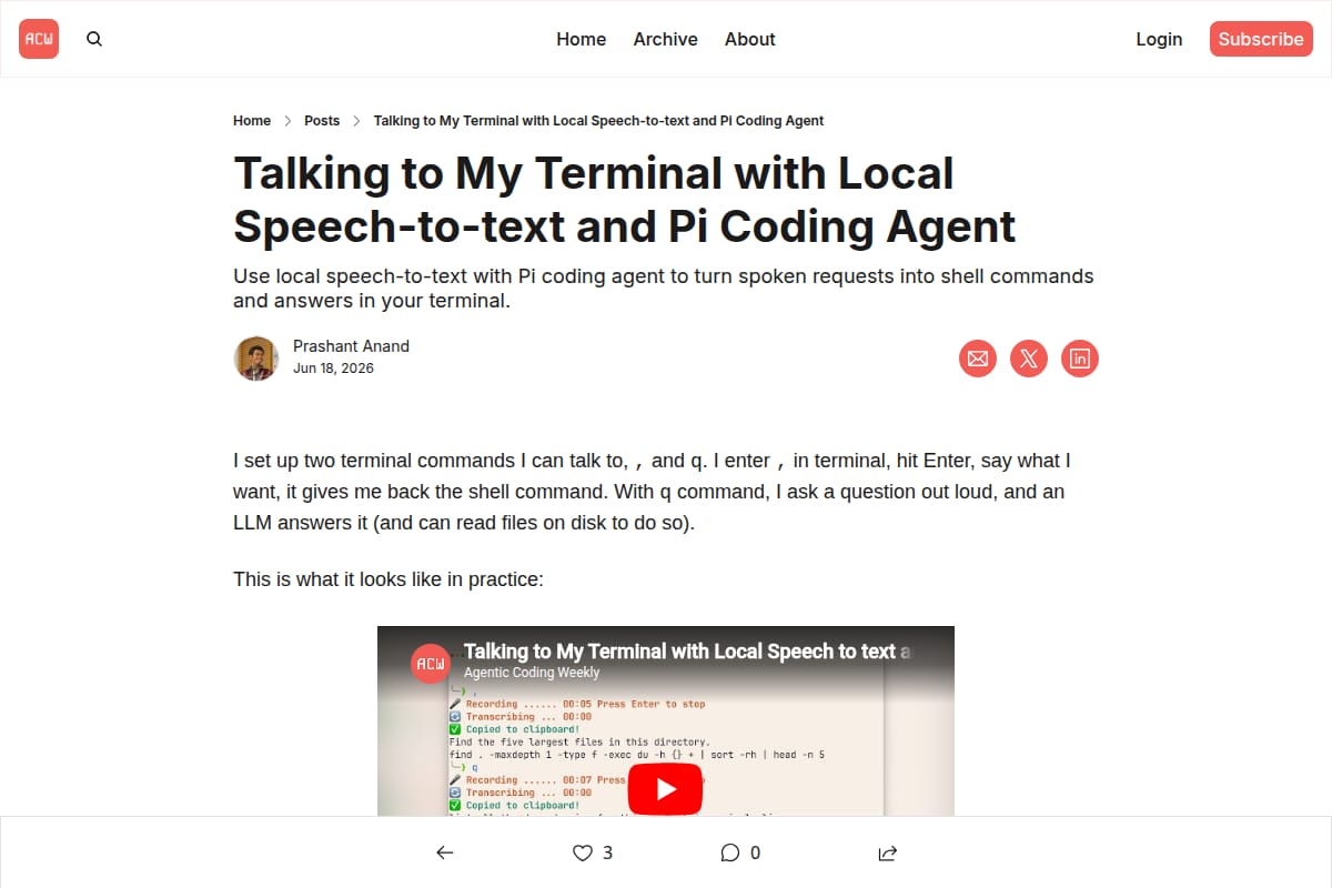 Talking to My Terminal with Local Speech-to-Text and Pi Coding Agent thumbnail
