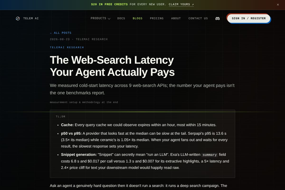 The Web-Search Latency Your Agent Actually Pays thumbnail