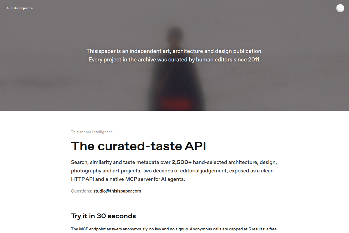 Thisispaper Intelligence API screenshot