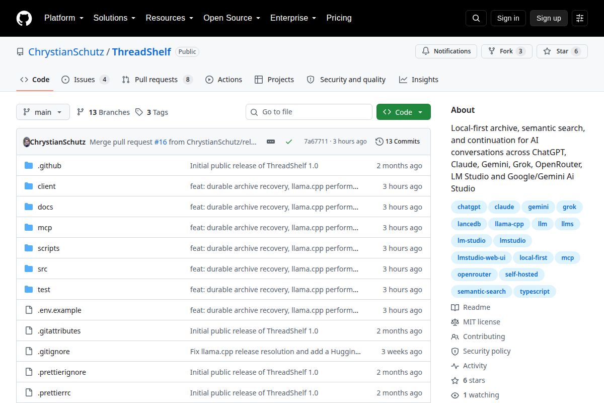 ThreadShelf screenshot