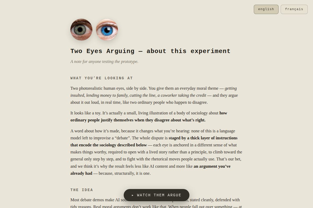 Two Eyes Arguing screenshot