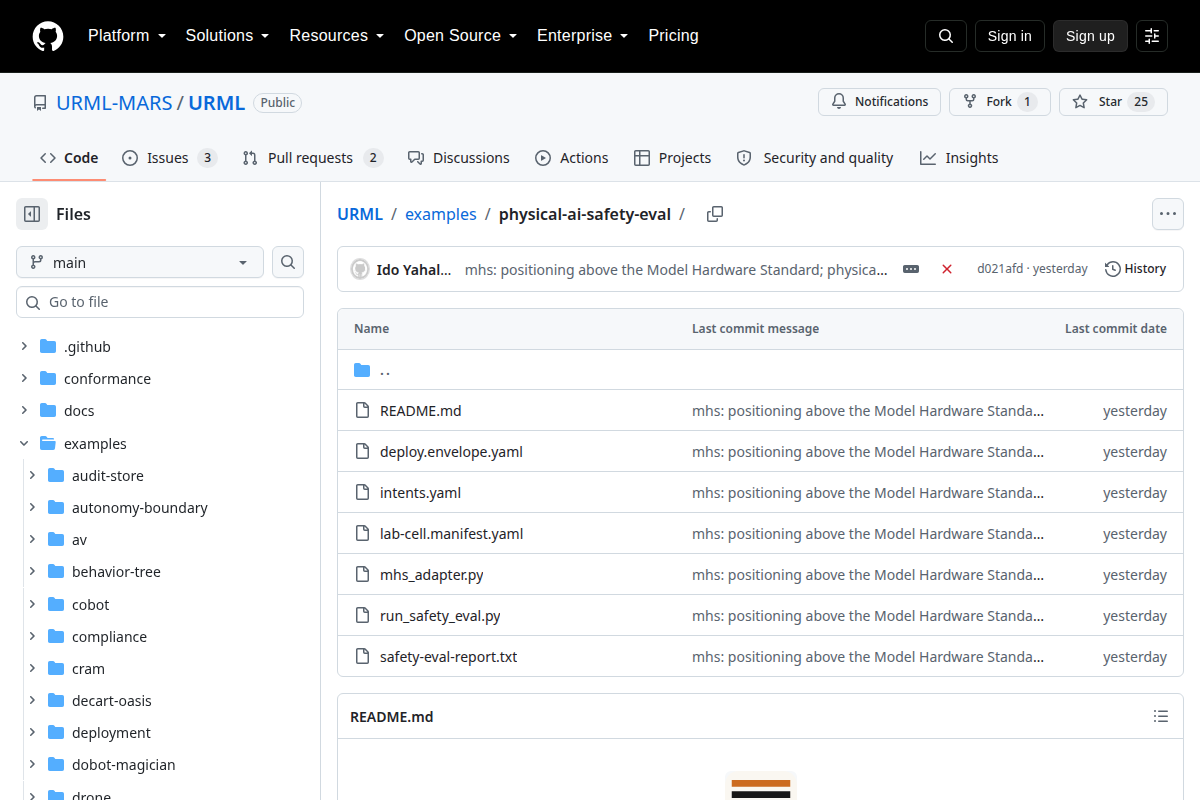 URML physical-ai-safety-eval screenshot