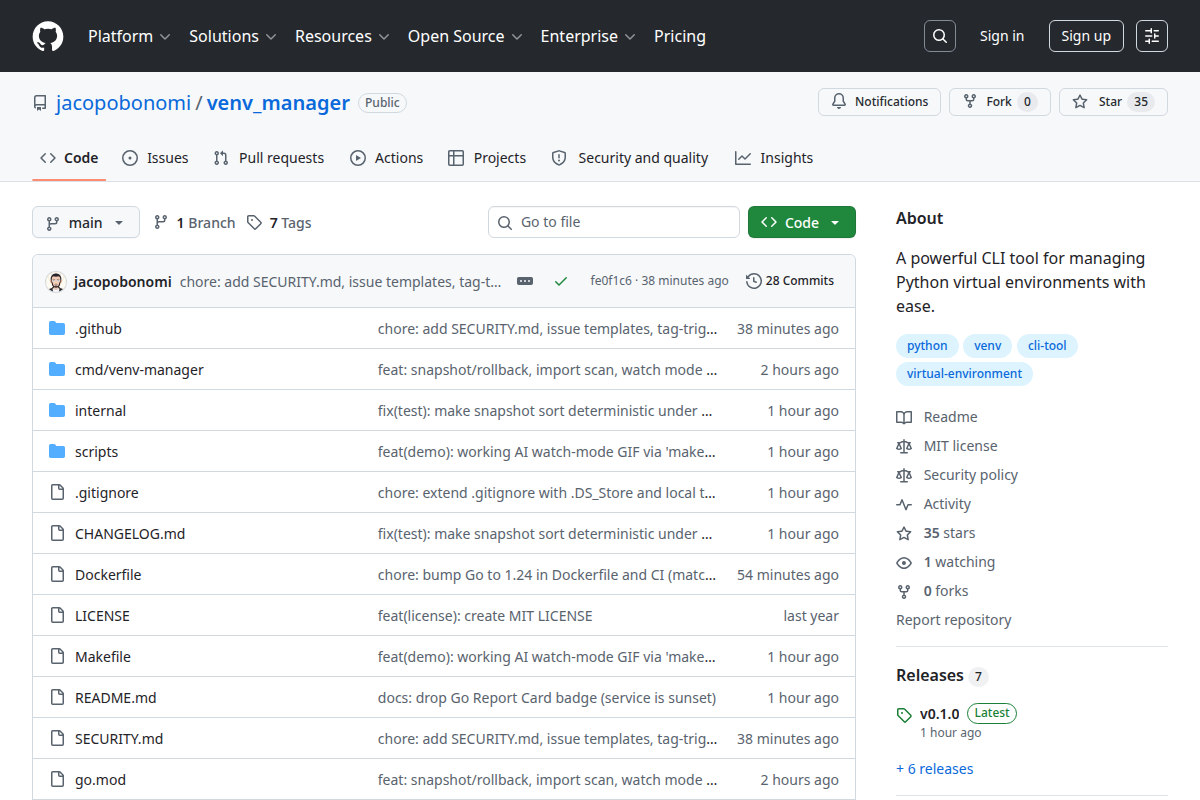 venv-manager screenshot