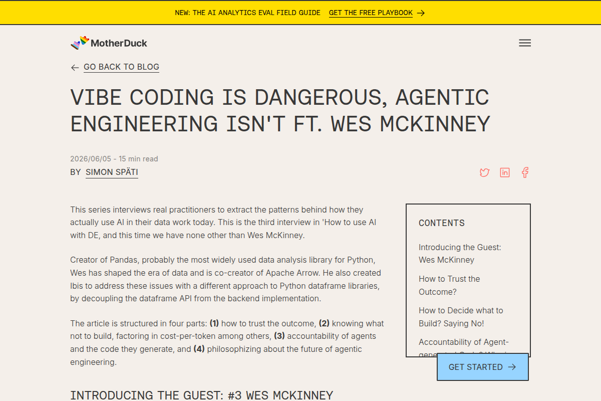Vibe Coding Is Dangerous, Agentic Engineering Isn't ft. Wes McKinney screenshot