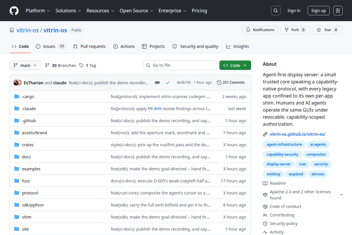 Vitrin OS screenshot