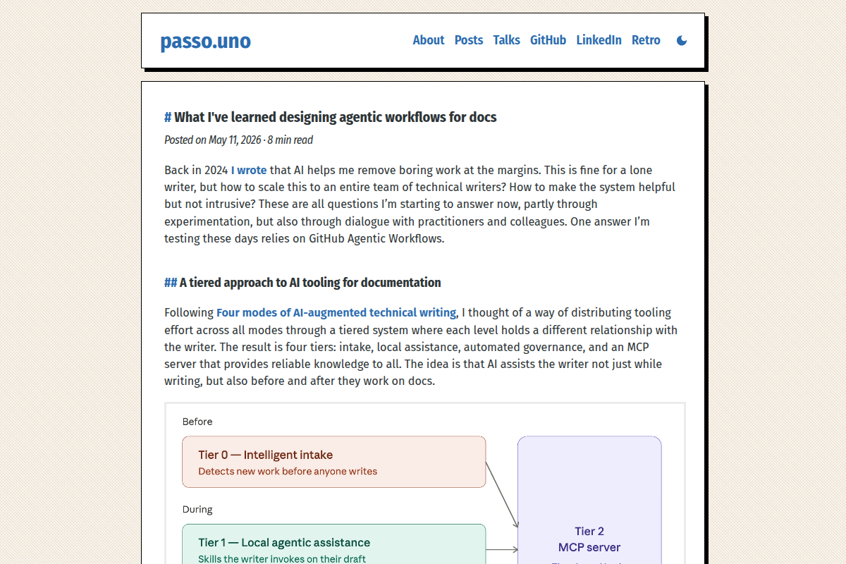 What I've learned designing agentic workflows for docs screenshot