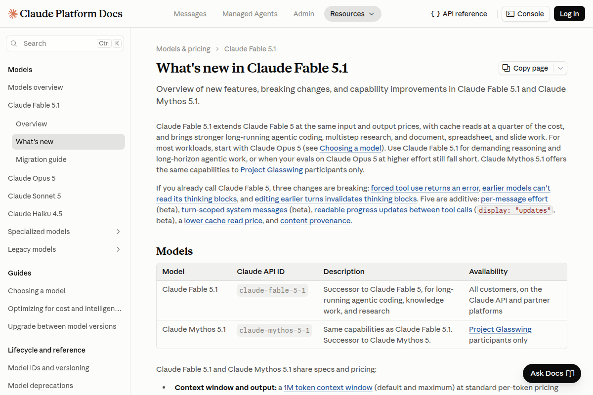 What's new in Claude Fable 5.1 screenshot