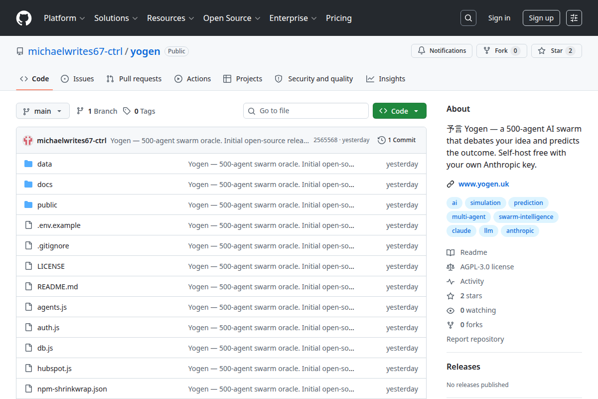 Yogen screenshot