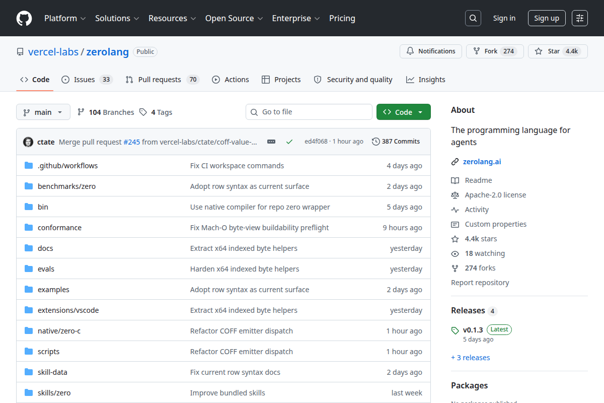 Zero – Programming Language for Agents screenshot